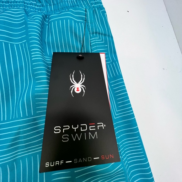 SPYDER MEN'S SWIMSUIT OR WORKOUT SHORTS TURQUOISE, LARGE W/2 POCKTS ON THE SIDE - Picture 13 of 16